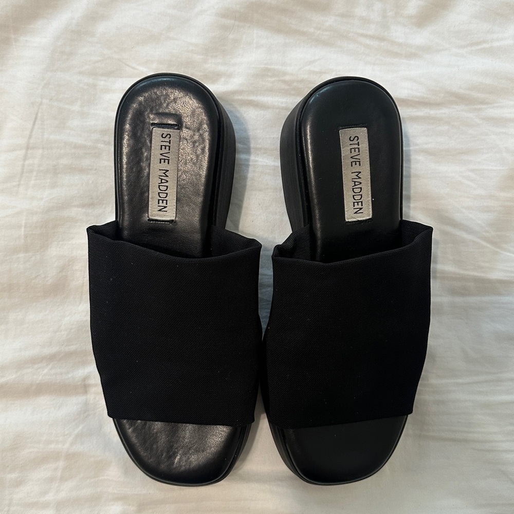 Steve Madden Black Women's Slide Platform Sandals